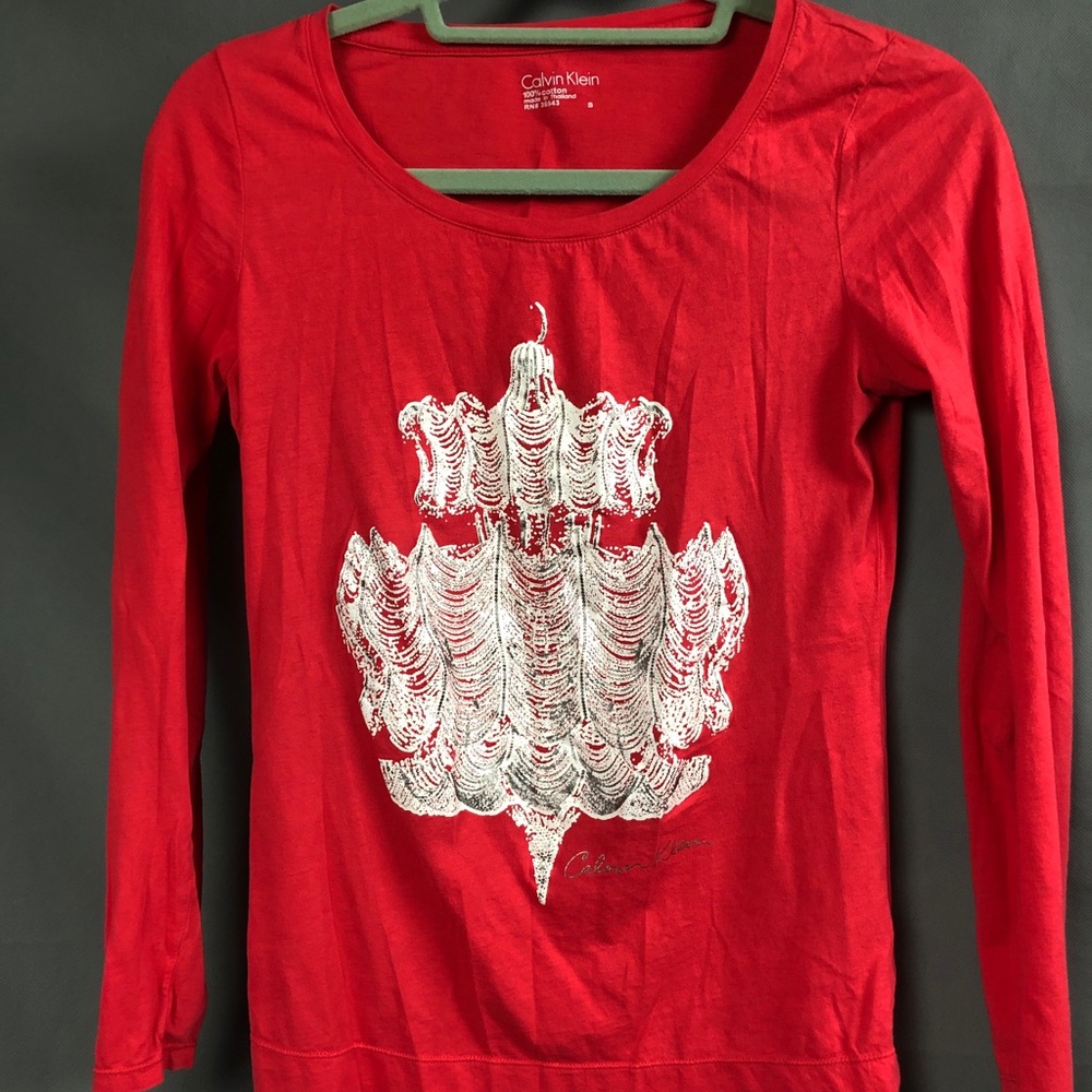 Fun Calvin Klein shirt with chandelier pic